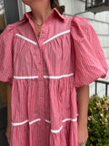 Pink Striped Cotton Poplin Shirt Dress